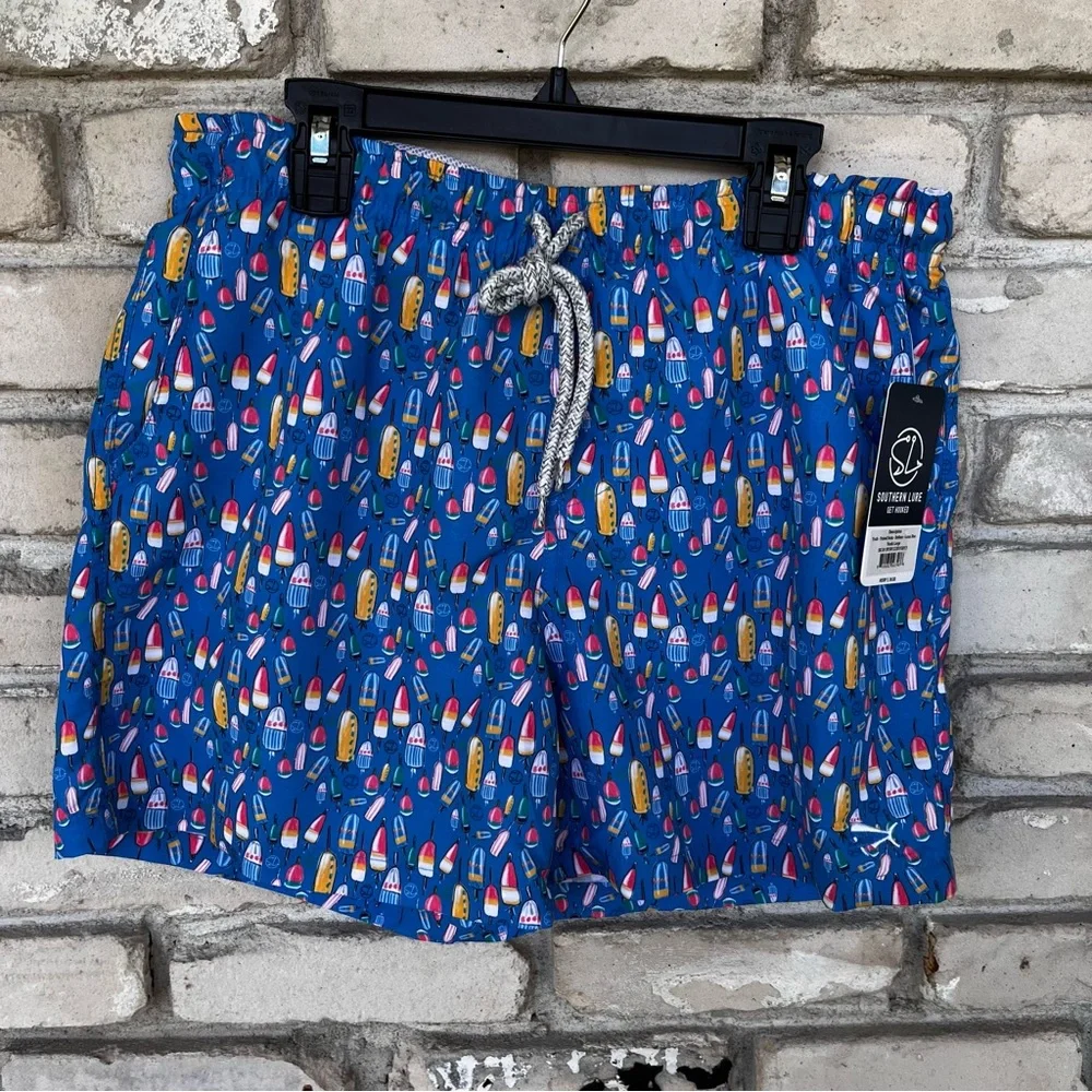 Southern Lure boys swim bobbers blue swim trunks NWT